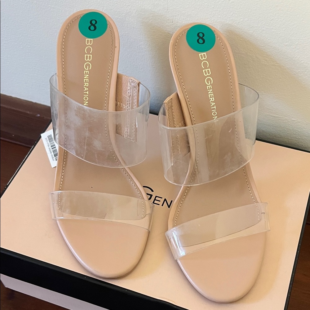 BCBGeneration Nude Heels with Transparent Straps